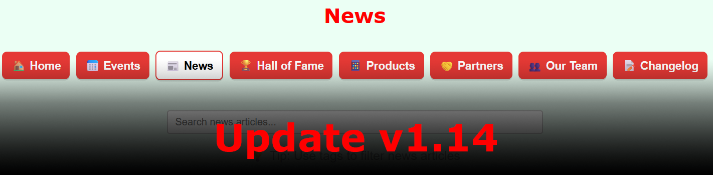 Promotional image for the Jamex Website update v1.14